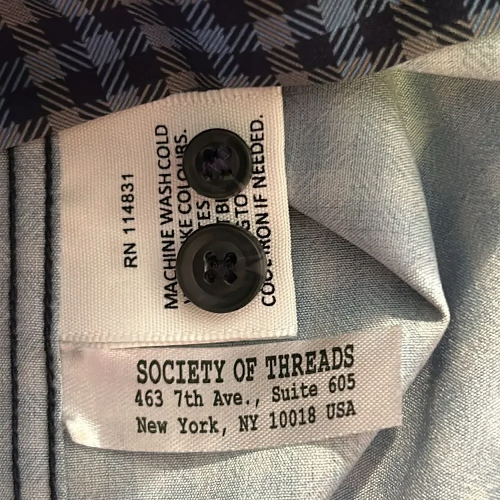 NEW Society of Threads Blue Checkered Men's Shirt
